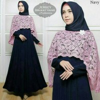 Jual READY NEW JERSEY BRUKAT NAVY SET HIJAB GAMIS MAXI PESTA FREE PASHMINA Murah