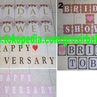 Jual BUNTING FLAG BANNER |BRIDAL SHOWER | HAPPY WEDDING |BRIDE |ANNIVERSARY Murah
