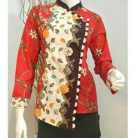 Jual Baju Batik Wanita lengan panjang krah Murah