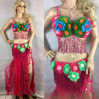 Jual belly dance bra belt bunga kostum tari halloween bollywood india sen Murah