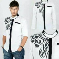 AQ4584 Baju Koko Bordir Pasha White KODE X4584