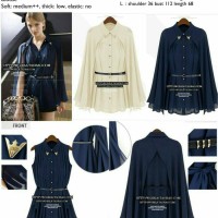 Jual S312 Atasan cape biru krem chiffon murah impo KODE YT312 Murah