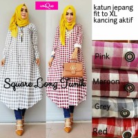 Jual Atasan Wanita Blouse Muslim Tunik kotak Lengan Panjang square XL Murah