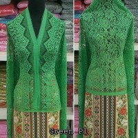 Brokat Brukat Bahan Kain Kebaya Batik Dress Gaun Gamis Couple Hijau P1