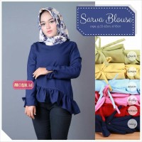 Jual Baju Atasan Wanita Blus Modern Unik Cantik Murah Crepe Navy Navi Merah Murah