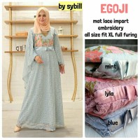 Jual Long Dress Maxi Wanita Muslim brokat lace impor cape egoji full furing Murah