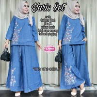 Jual Murah Yaris Set Setelan Palazo Kulot Jeans Bordir Murah