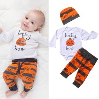Jual BB1742 - Baju Jumper Romper Topi Celana Bayi Cowok Halloween Pumpkin Murah