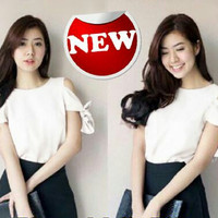 Jual Murah ! Blouse Marcella white blouse wanita wolly crepe putih Murah