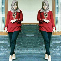 Jual Terlaris Blouse Risca blouse wanita wolly crepe maroon Murah