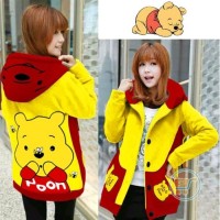 Jual JAKET POOH HOODIE KOREA BEE BLAZER COAT SWEATER CEWE WANITA REMAJA ABG Murah