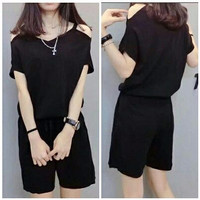 Jual atasan wanita N.jamsuit black Rihanna bhn katun rayon fit xxl ld 110 p Murah