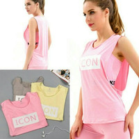 Jual Tank Top Sport Wanita Tanktop Rompi Baju Olahraga Senam Fitnes Gym 116 Murah