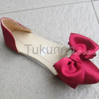 Jual Sepatu Wanita Cewek Flat Mika Bowtie Merah Murah