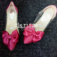 Jual Sepatu Wanita Cewek Flat Mika Bowtie Maroon Murah