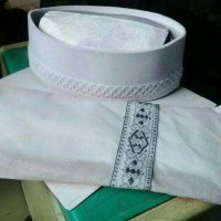 Jual peci songkok bludru putih renda putih ukuran besar Murah