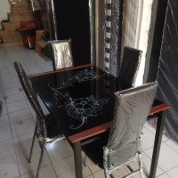 PROMO MEJA MAKAN KACA MINIMALIS 4 KURSI