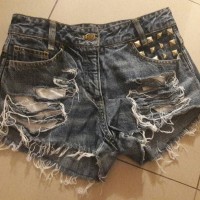 Jual celana pendek ripped jeans ombre studs shortpants hotpants Murah