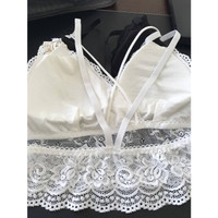 Jual Terlaris Bra Kemben Brukat Silang Depan Halter Bralette Sport Tank Top Murah