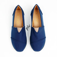 Jual DISKON Sepatu Flat Shoes Flatshoes Murah ala Toms / Wakai - Navy Murah