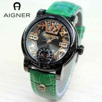JAM TANGAN WANITA AIGNER AG006 BATIK CASE HITAM POLOS HIJAU