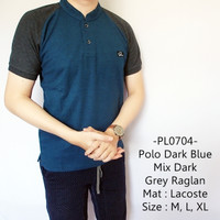 Kaos Pria Berkerah Model Distro Dark Blue Mix Dark Grey Raglan -704