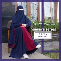 Jual Gamis Syar'i Set Khimar + Niqob (Humaira Series Navy Maroon) Murah