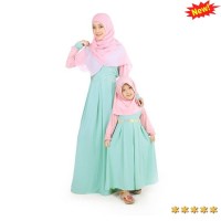 Jual Gamis Couple Ibu Anak Mint Peach, Cantik, Murah. Bahan Jersey