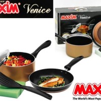 Jual MAXIM VENICE SET (PANCI 17cm+TUTUP KACA+WAJAN 20cm+SPATULA+SPONGE) Murah