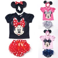 Jual Baju Setelan Anak Bayi Perempuan Minnie Mouse Celana Tutu Bandana Murah