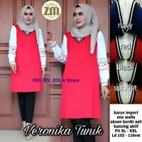 Jual Murah Veronica Tunik Blouse Atasan Katun Bordir Kombi Babyterry XXL Murah