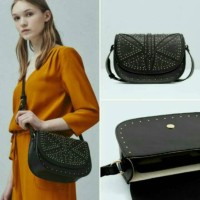 Jual Mango Studded Flap Saddle Crossbody bag Original Murah