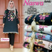 Jual Murah Naswa Tunik Blouse Atasan Katun Linen Bordir Asli LD 110 Murah