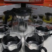 Jual Tea Pot Water Set Jug 900ml (1) & Tumbler 150ml (4) Murah
