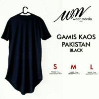 Baju Koko Gamis Kaos Pakistan Cowok Laki Pria Hitam Size S M L