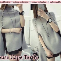 Jual blouse cape turtle abu Grosir Kekinian Import Murah Murah