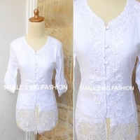 Jual Kebaya Encim Modern Spesial Broken White Tangan Panjang Murah