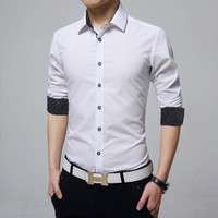 Jual DISKON duncan white kemeja pria katun stretch putih Murah