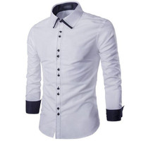 Jual Paling Laris Fonzi white kemeja pria katun stretch putih Murah