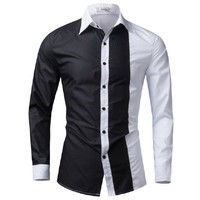 Jual DISKON dunch BW black white kemeja pria katun stretch hitam putih Murah
