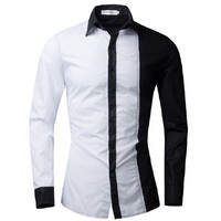 Jual Paling Laris dunch WB white black kemeja pria katun stretch putih hit Murah