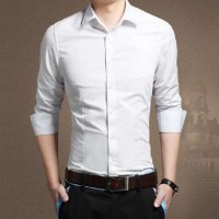 Jual Jual Kemeja Basic Putih Ot Kemeja Pria Katun Stretch Putih Terbatas Murah
