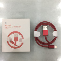 Jual APPLE ORIGINAL 1M USB DATA LIGHTNING CABLE iPhone 7 iOS 10 FULL RED Murah