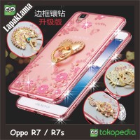 Jual Case Flower Swarovski Diamond iRing Oppo R7 . R7s Soft Back Case Cover Murah