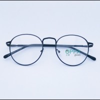 Jual Frame Kacamata Korea Pria Wanita OPPA OP02 FBL Hitam Bulat Fashion Murah