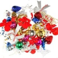 Jual accessories dekorasi hiasan pohon natal set ornamen bola kado pita Murah