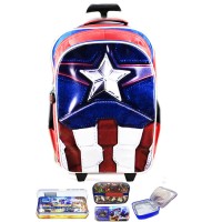 Jual Tas Troley Sekolah Anak SD Avenger Captain America Muscle 3D Timbul LK Murah