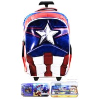 Jual Tas Troley Sekolah Anak SD Avenger Captain America Muscle 3D Timbul KP Murah