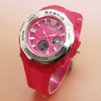 Jual Jam Tangan Wanita Casio Baby-G BGA-220 #7 Dark Pink Silver Murah