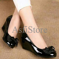 Jual Sandal Wedges Pantofel Wanita Motif Polkadot SDH29 Murah